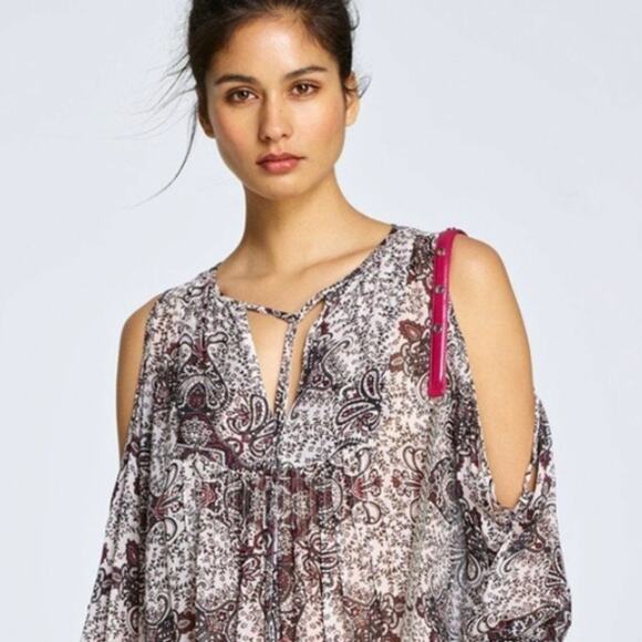 Rebecca Minkoff Multi Floral Cappy Dress Large Cold Shoulder SIze XS NWT $298 - Picture 2 of 13